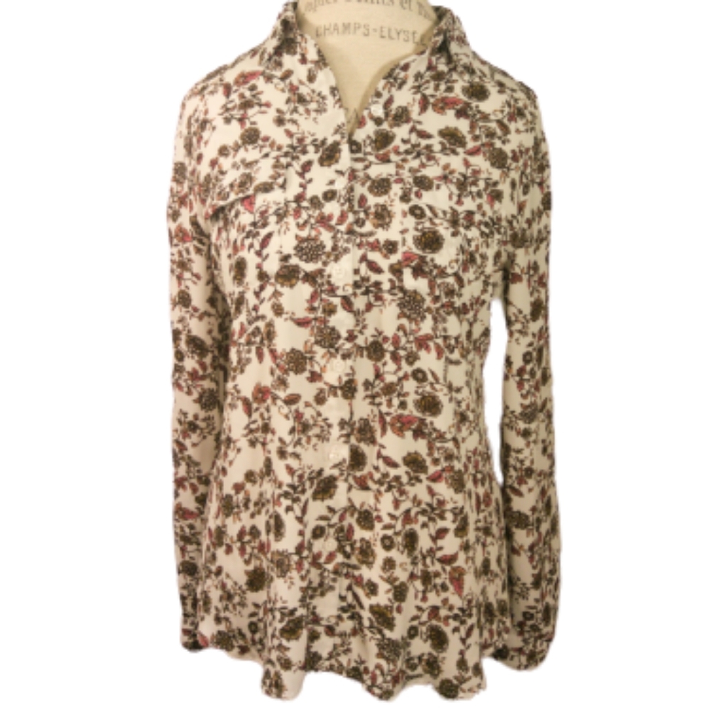 Loft floral button down blouse